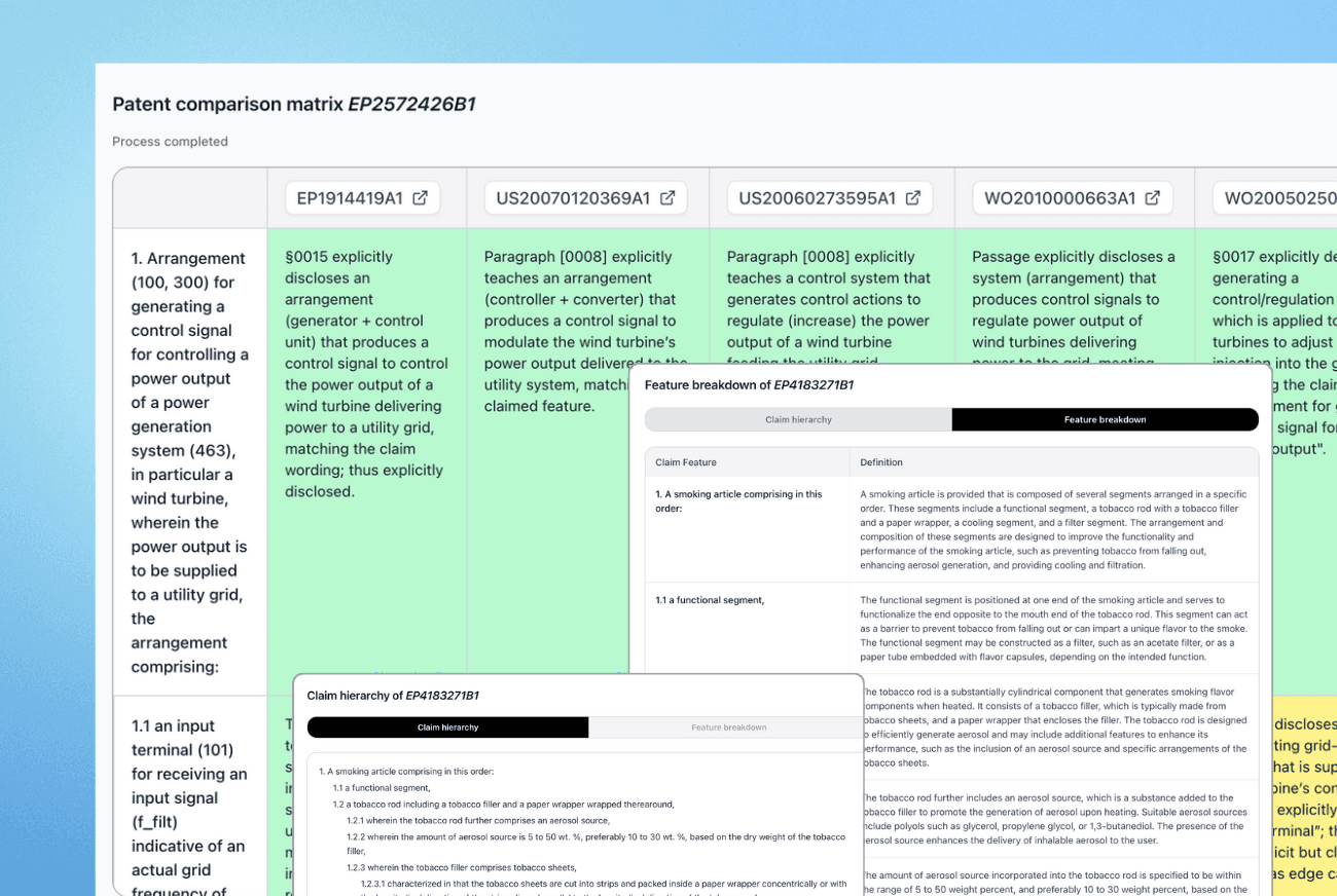 Claim charts interface