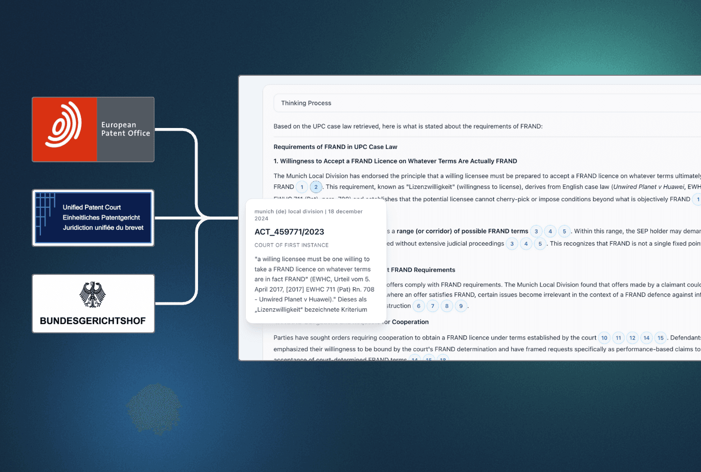 Pleading analysis interface